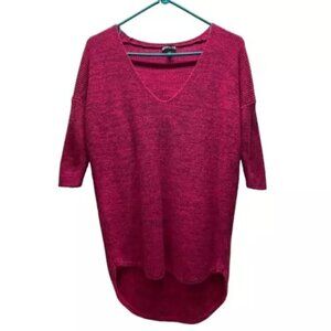 Express Ladies Sweater Size XS Heathered Fuscia 3/4 Sleeve Tunic Cotton Blend